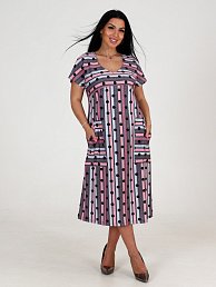 Женское платье "Ассоль-2" ПлК-1509 / Горох на розовой полосе